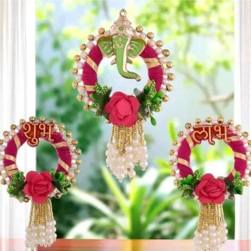 3-Piece Set Shubh labh Door hanging Handcrafted Diwali Home Decor