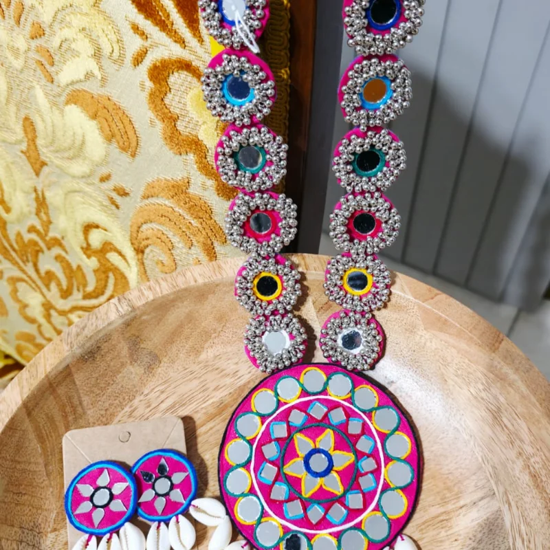 Indian Navratri Garba Festival Long Necklace with Earrings Set Bohemian Jewellery