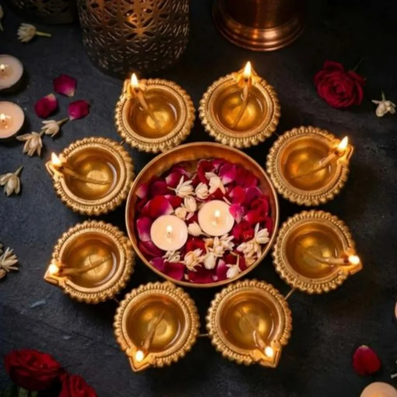 Flower Shape Diya Decorative Urli Bowl | Diwali & Home Decor