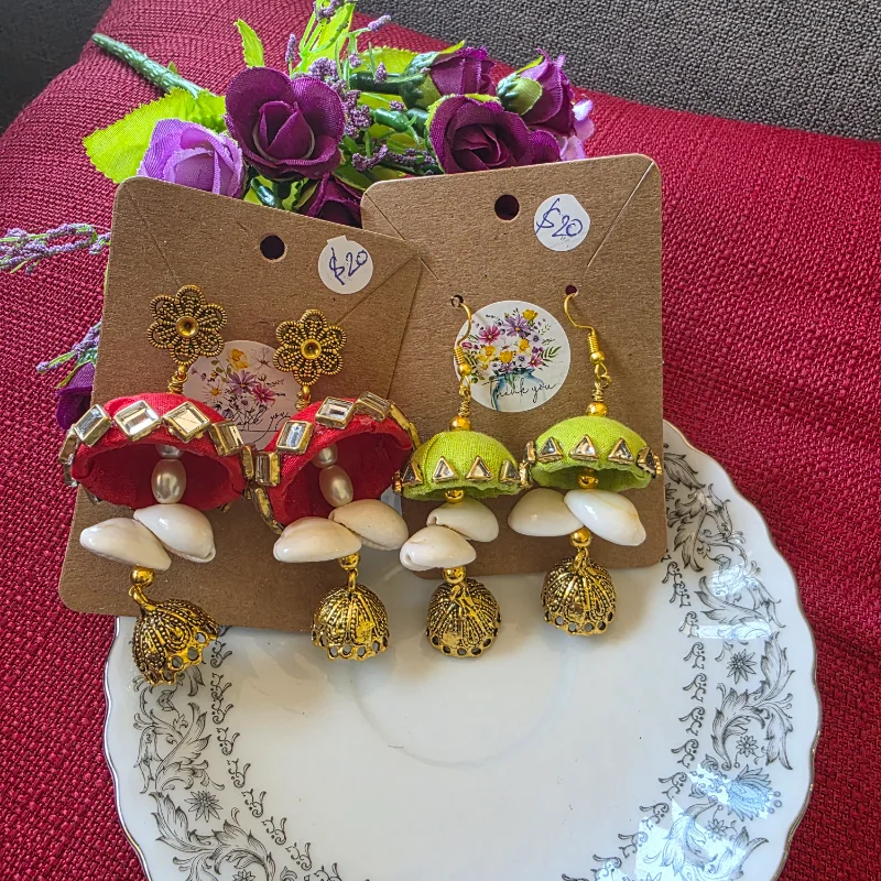 Indian Tassel Shell Earrings Navratri Festival Earrings 2 sets