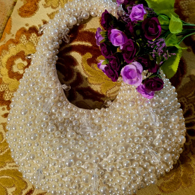 Pearl Beaded Hand Bag Pearl Purse with Evening Shoulder Bag New