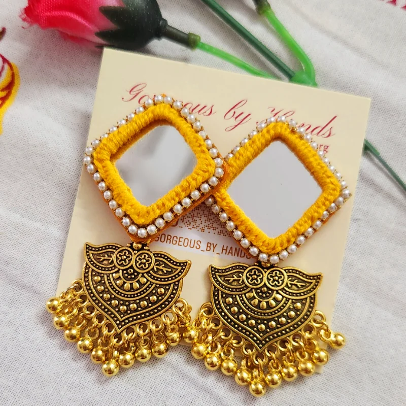 Indian Navratri Garba Earrings Festival Party Earrings Yellow Gold