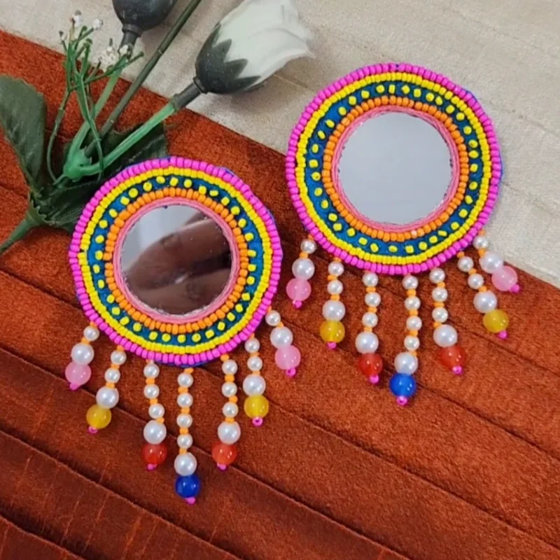 Indian Festival Mirror Earrings Navratri Garba Earrings Traditional Party Jewellery