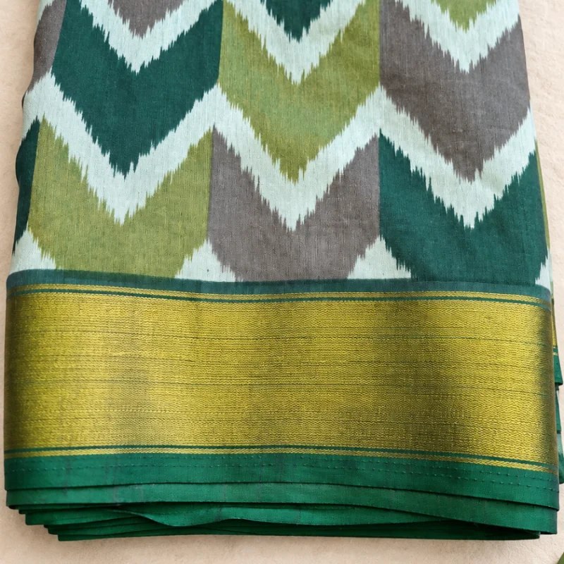 Green Pochampally Ikat Handloom Green Saree