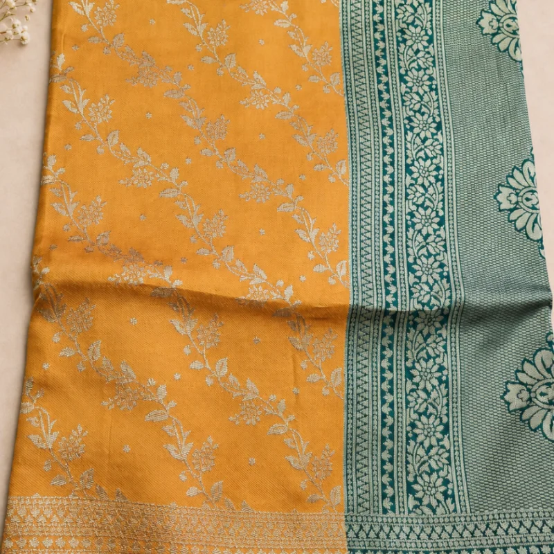 ✨Vibrant Yellow & Fresh Green Silk Saree with Grand Zari Pallu ✨