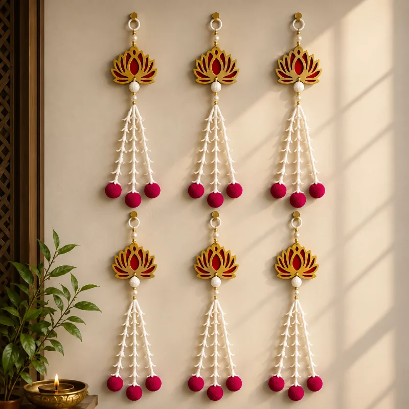 Flower Hanging for Home Décor, Office Décor |Lotus Hanging for Decoration with Pink Roses& Lotus | for Home Decor| Diwali, Navratri, and Wedding Decorations for Main Door, Size Flexible 37 to 41,41Inches