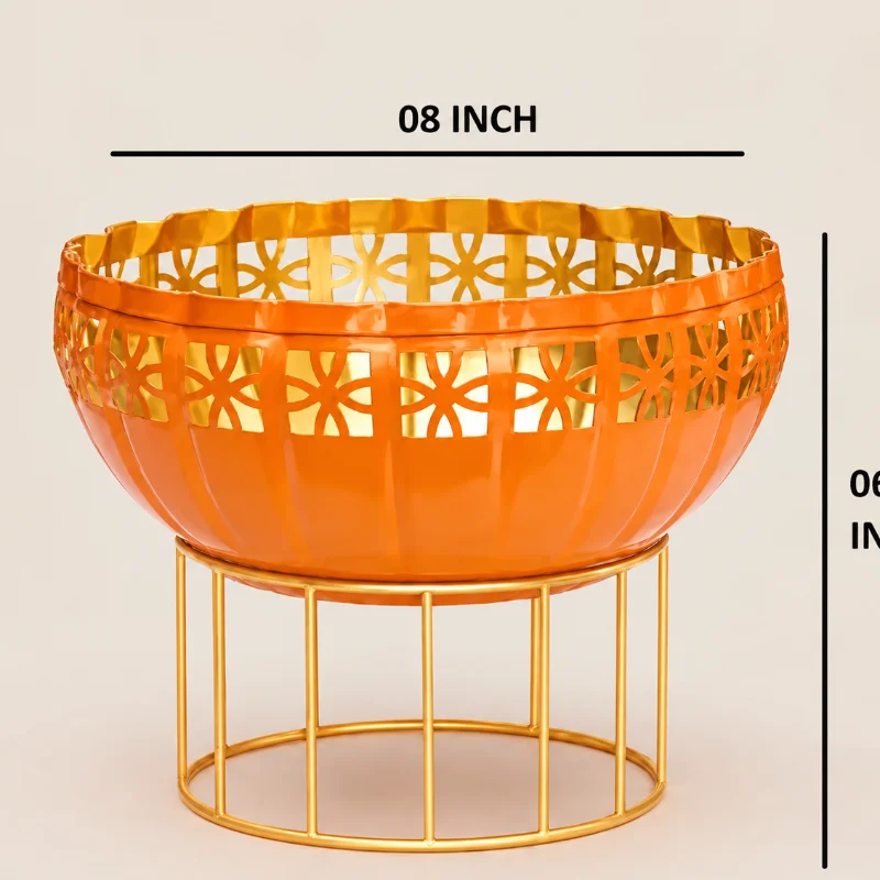 Urli Bowl with Stand for Home Décor & Table Decoration | Floating Flowers, Tealight Candles Water Bowl for Diwali Pooja and Other Festivals | Gift for Various Occasions