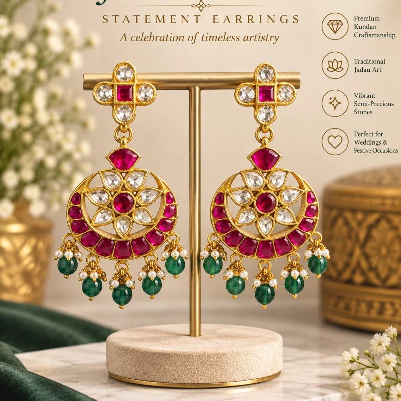 Jadau Kundan Statement Earrings
