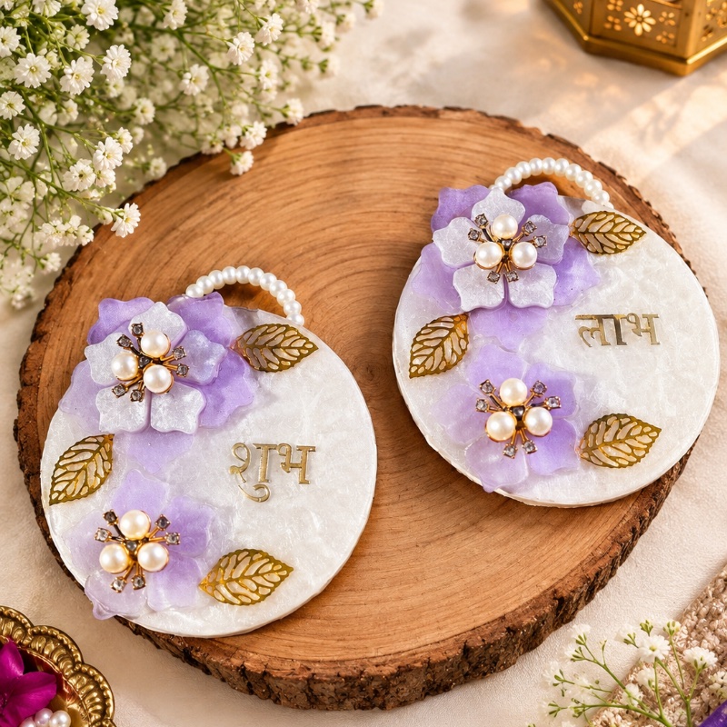 Resin MDF Shubh Labh door hanging set
